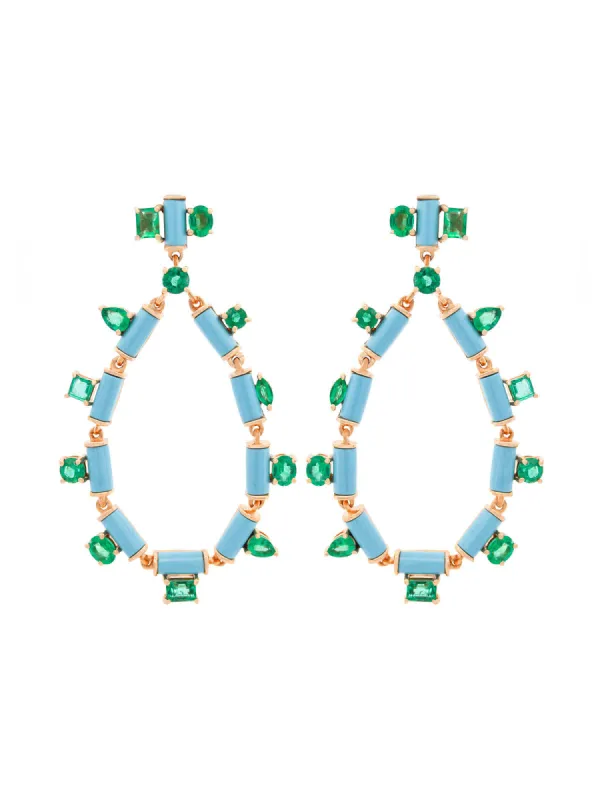 Emerald Turquoise 14K Gold Teardrop Earrings sold by Wish Fine Jewelry