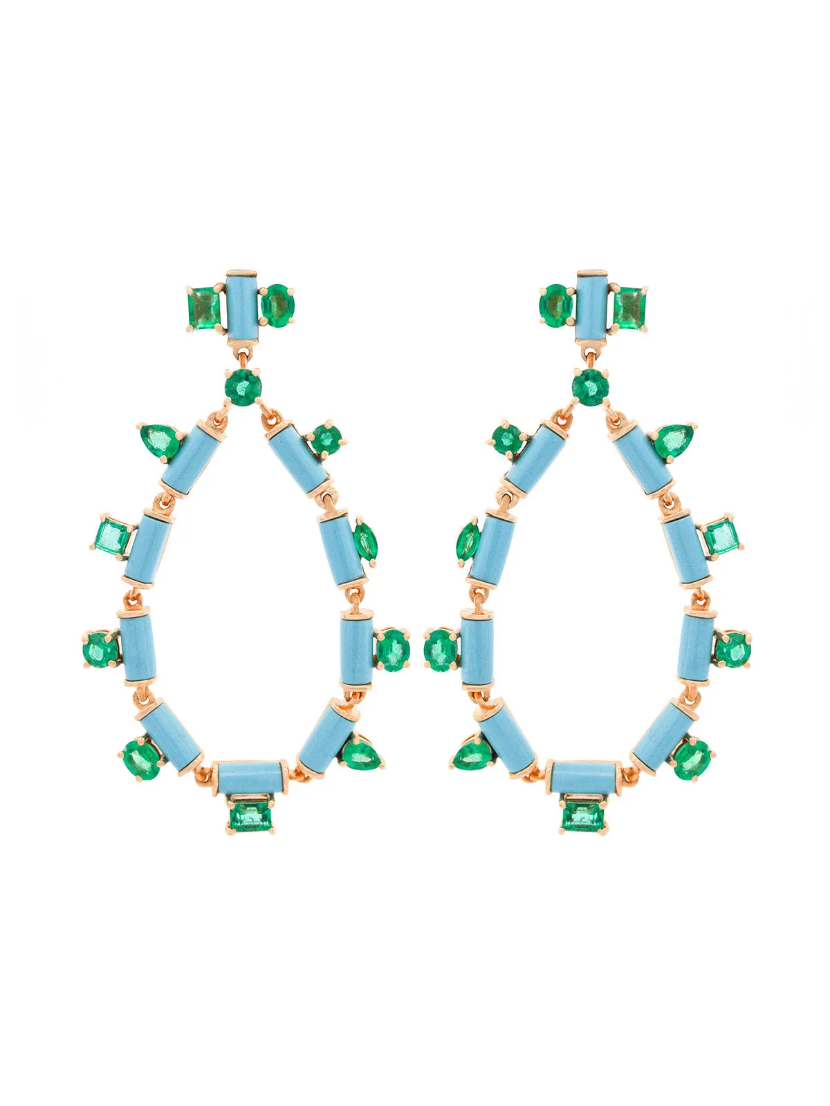 Emerald Turquoise 14K Gold Teardrop Earrings sold by Wish Fine Jewelry