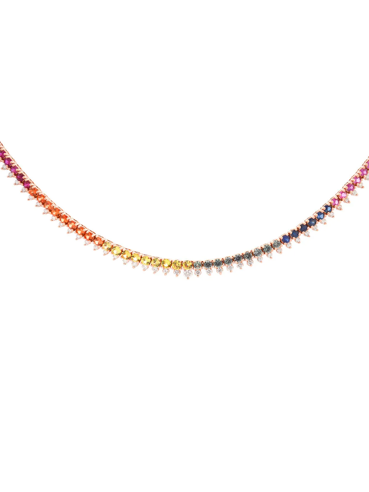 5.96ct Diamond Multi Sapphire 18K Gold Stationed Tennis Necklace sold by Wish Fine Jewelry