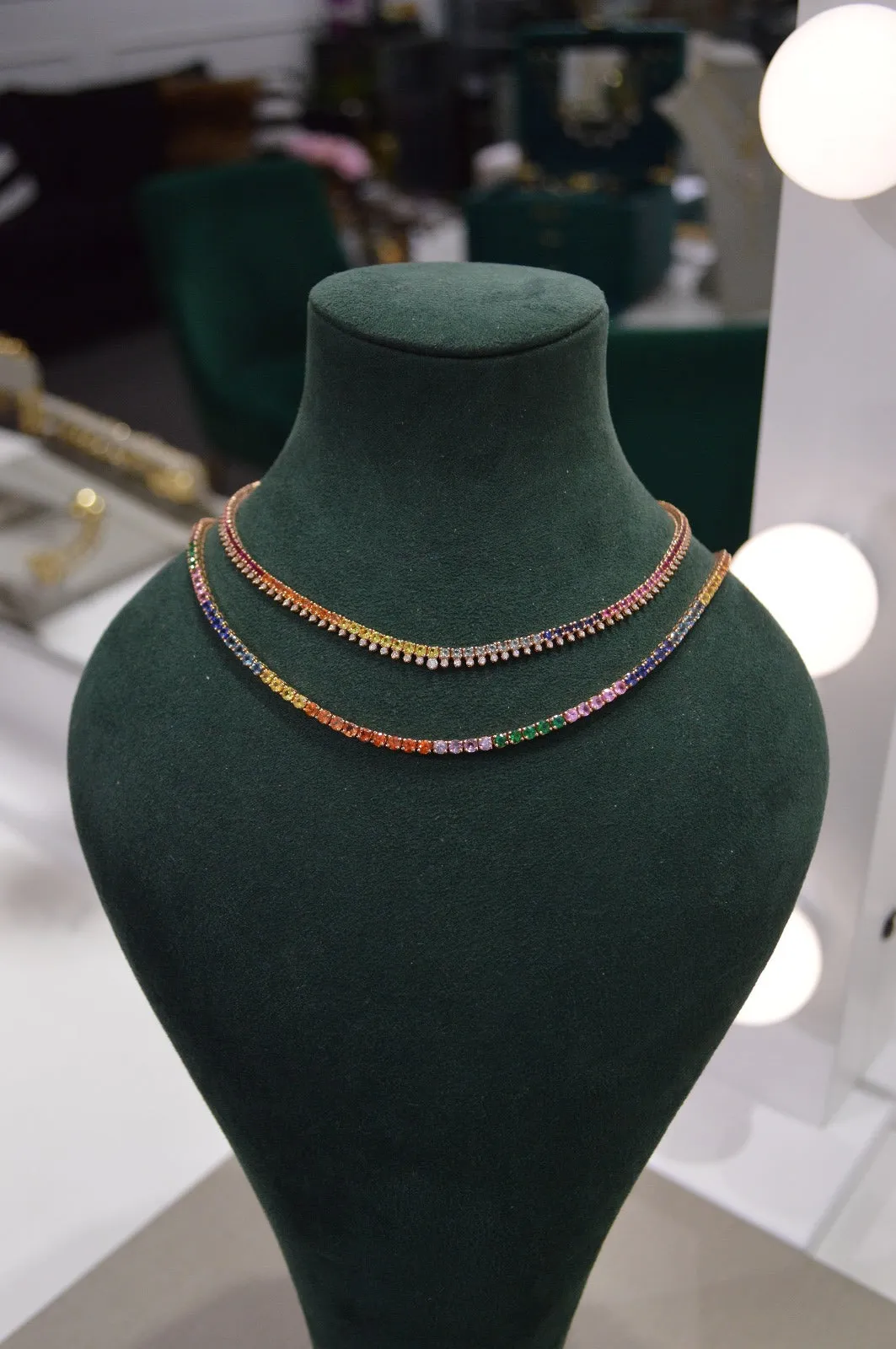 5.96ct Diamond Multi Sapphire 18K Gold Stationed Tennis Necklace sold by Wish Fine Jewelry product image thumbnail 2