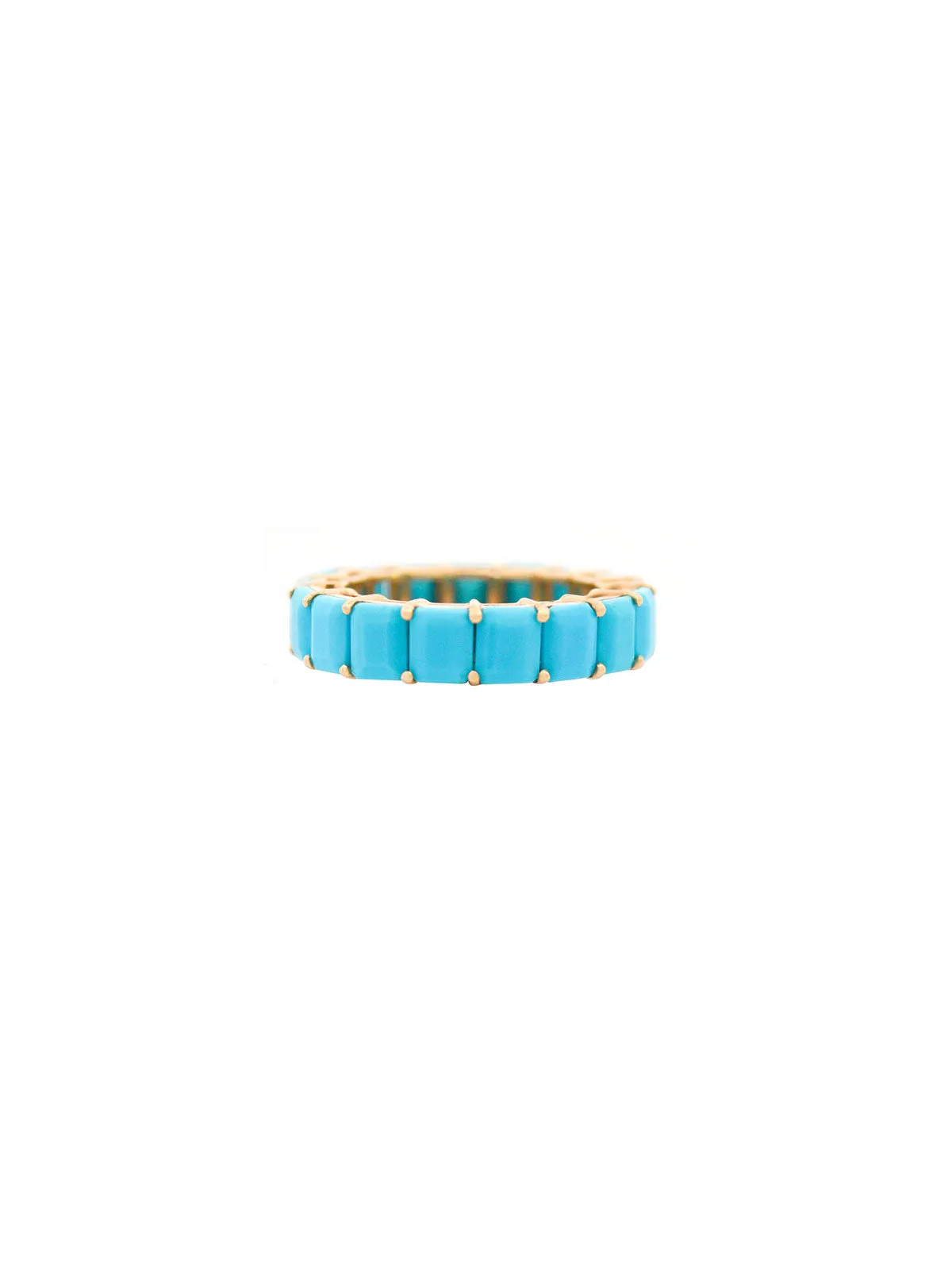 6.37ct Turquoise 18K Gold Eternity Ring sold by Wish Fine Jewelry product image thumbnail 2