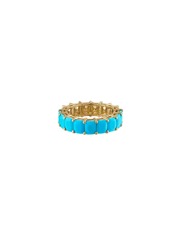 6.37ct Turquoise 18K Gold Eternity Ring sold by Wish Fine Jewelry