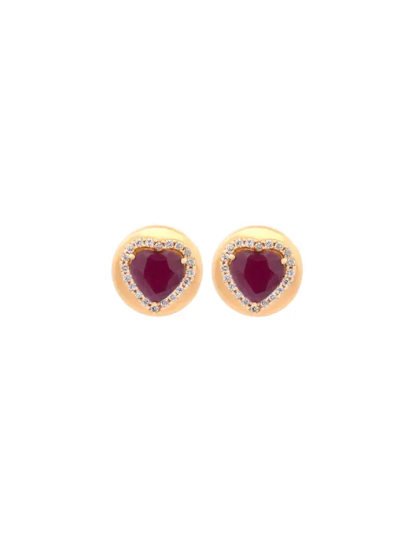 3.56ct Ruby 18K Gold Heart Stud Earrings sold by Wish Fine Jewelry
