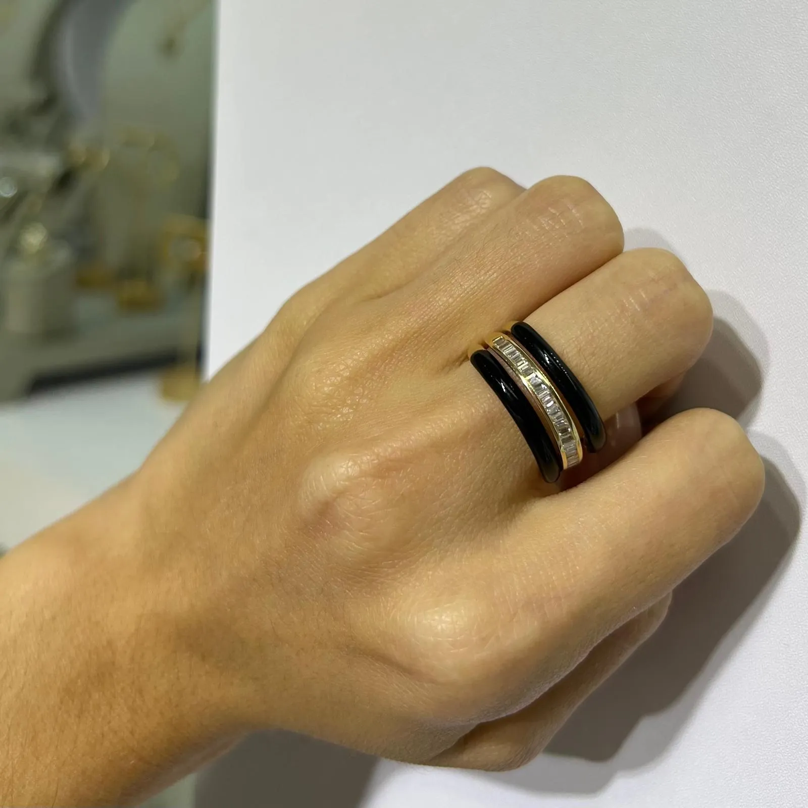 3.9ct Onyx Diamond 14K Gold Ring sold by Wish Fine Jewelry product image thumbnail 4