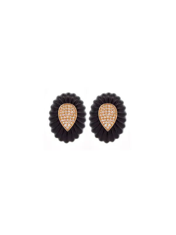 14.77ct Diamond Onyx  14K Gold Earrings sold by Wish Fine Jewelry