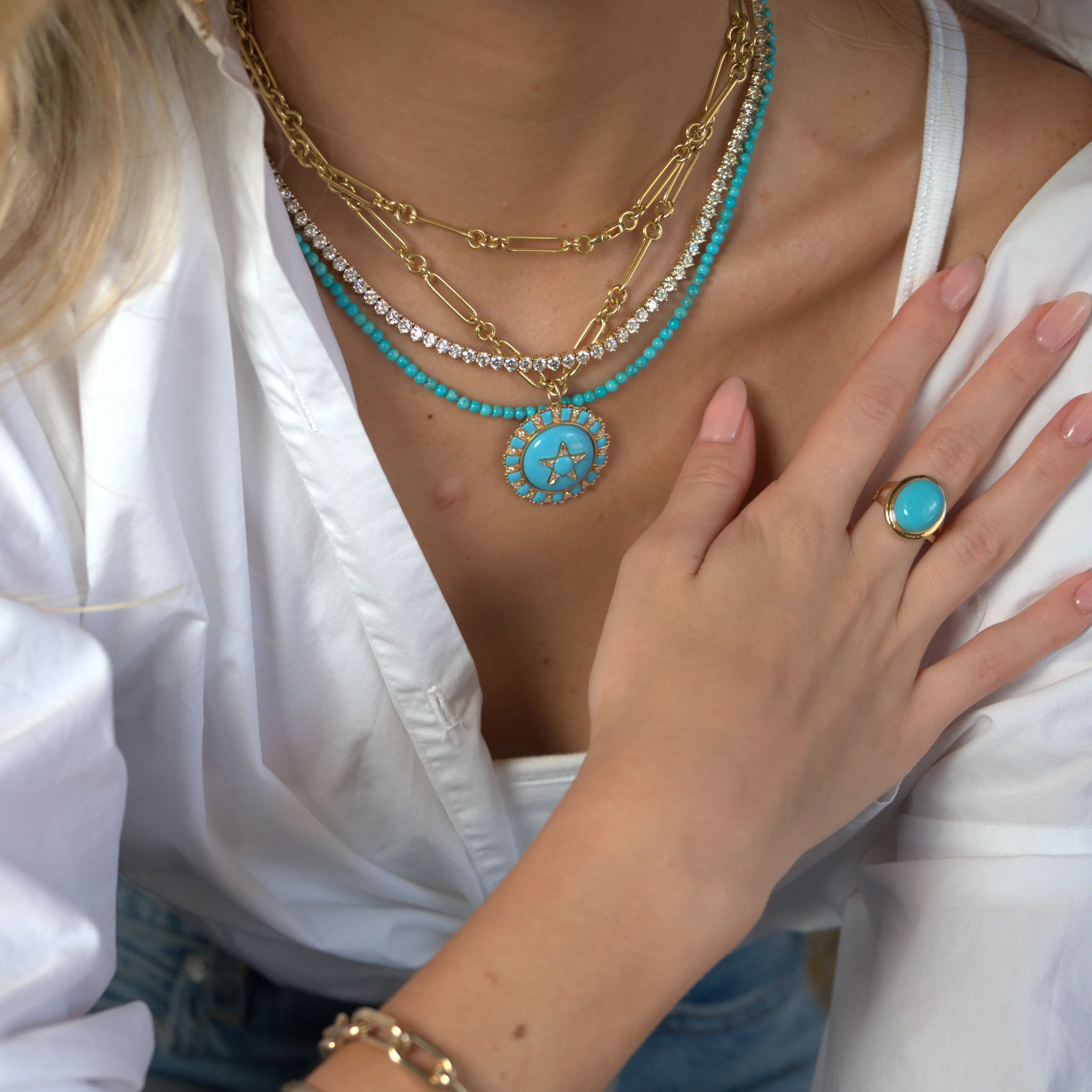 Turquoise 14K Gold Cocktail Ring sold by Wish Fine Jewelry product image thumbnail 4