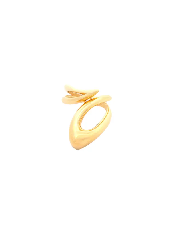 14K Gold Statement Grooved Ring sold by Wish Fine Jewelry