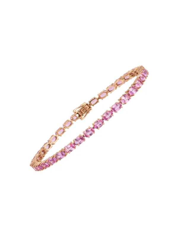 10.98ct Pink Sapphire 18K Gold Oval Tennis Bracelet sold by Wish Fine Jewelry