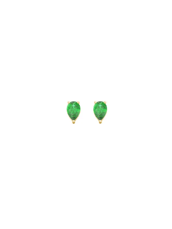 0.26ct Emerald 18K Gold Dainty Stud Earrings sold by Wish Fine Jewelry