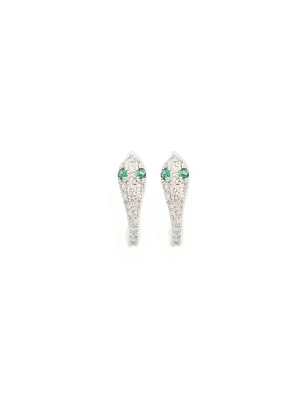 0.41ct Diamond Emerald 18K Gold Snake Hoop Earrings sold by Wish Fine Jewelry