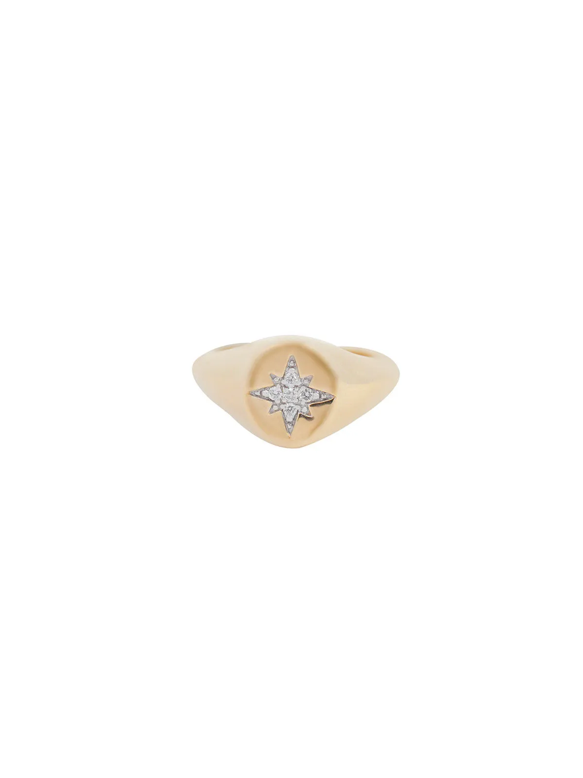 0.04ct Diamond 18K Gold Star Signet Ring sold by Wish Fine Jewelry