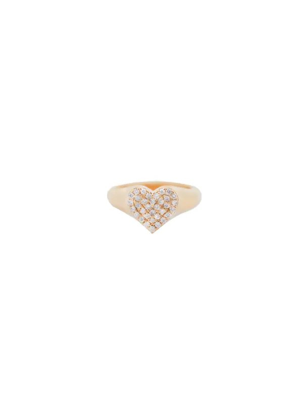 0.20ct Diamond 18K Gold Cluster Heart Signet Ring sold by Wish Fine Jewelry