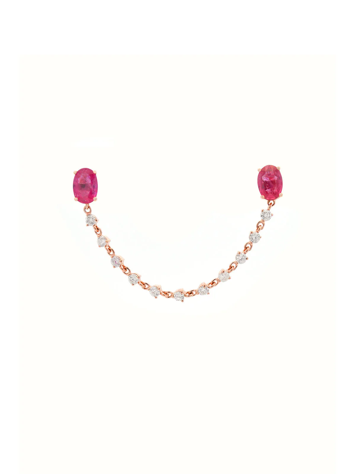 2.40ct Diamond Ruby 18K Gold Oval Chain Link Earrings sold by Wish Fine Jewelry product image thumbnail 2