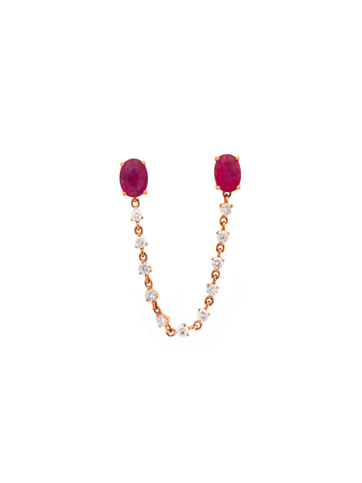 2.40ct Diamond Ruby 18K Gold Oval Chain Link Earrings sold by Wish Fine Jewelry