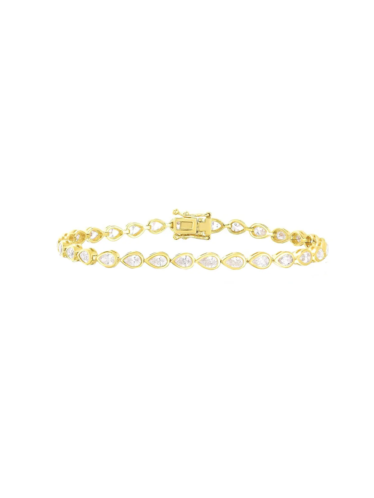 4.16ct Diamond 18K Gold Teardrop Bezel Tennis Bracelet sold by Wish Fine Jewelry