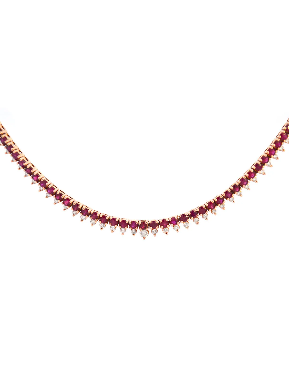 5.75ct Ruby Diamond 18K Gold Stationed Tennis Necklace sold by Wish Fine Jewelry