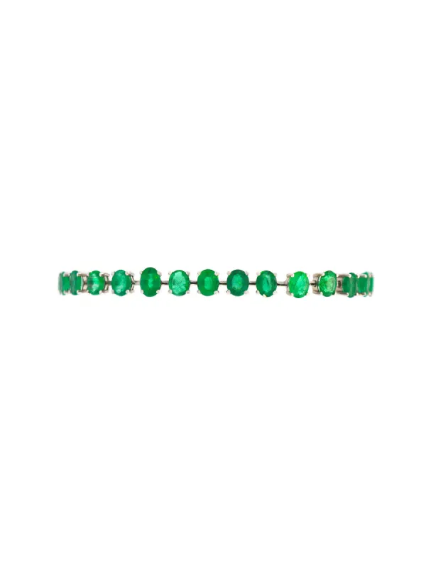 9.00ct Emerald 18K Gold Oval Link Tennis Bracelet sold by Wish Fine Jewelry