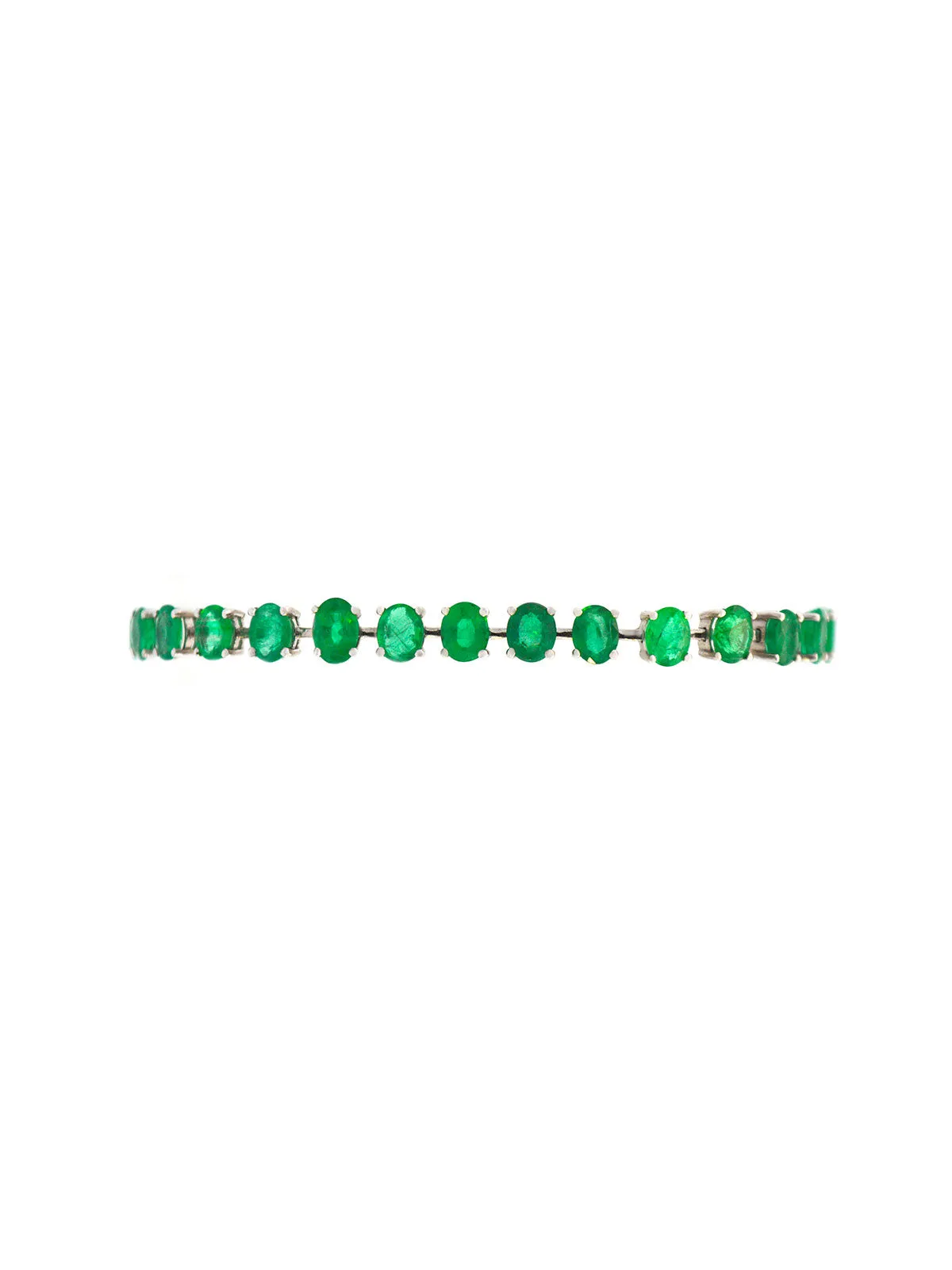 9.00ct Emerald 18K Gold Oval Link Tennis Bracelet sold by Wish Fine Jewelry