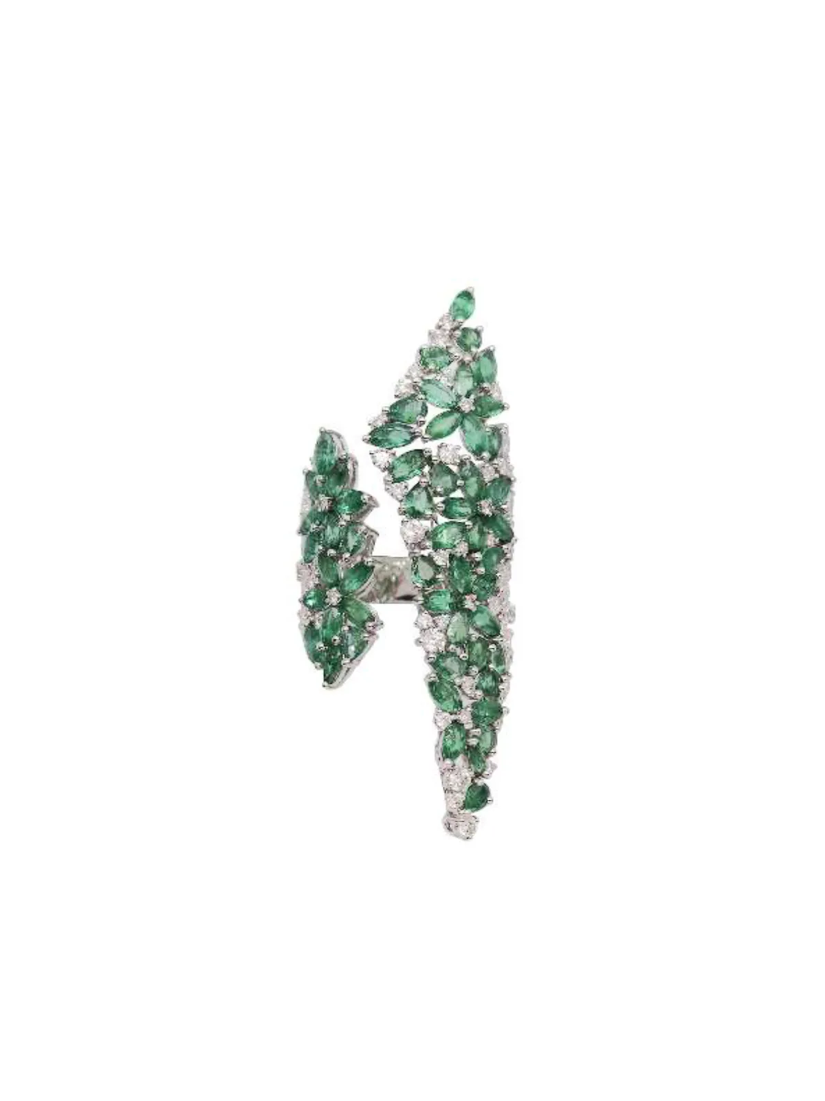 10.35ct Diamond Emerald 18K Gold Shield Ring sold by Wish Fine Jewelry product image thumbnail 2