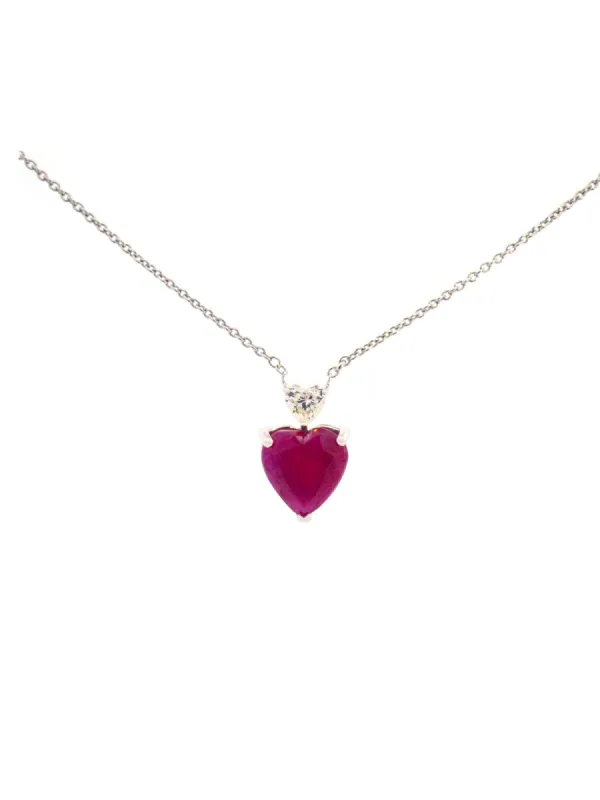 3.07ct Ruby 18K Gold Heart Pendant Chain Necklace sold by Wish Fine Jewelry