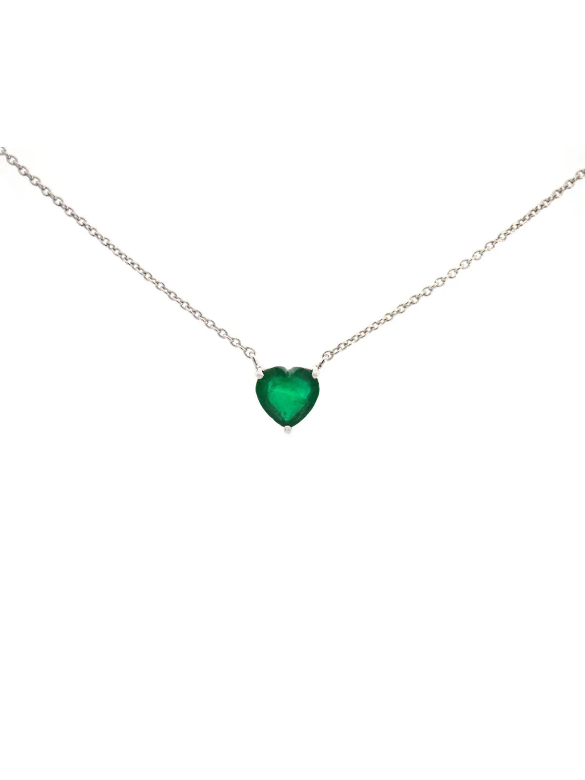 1.16ct Emerald 18K Gold Heart Solitaire Necklace sold by Wish Fine Jewelry
