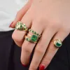 1.13ct Emerald Diamond 18K Gold Button Signet Ring sold by Wish Fine Jewelry