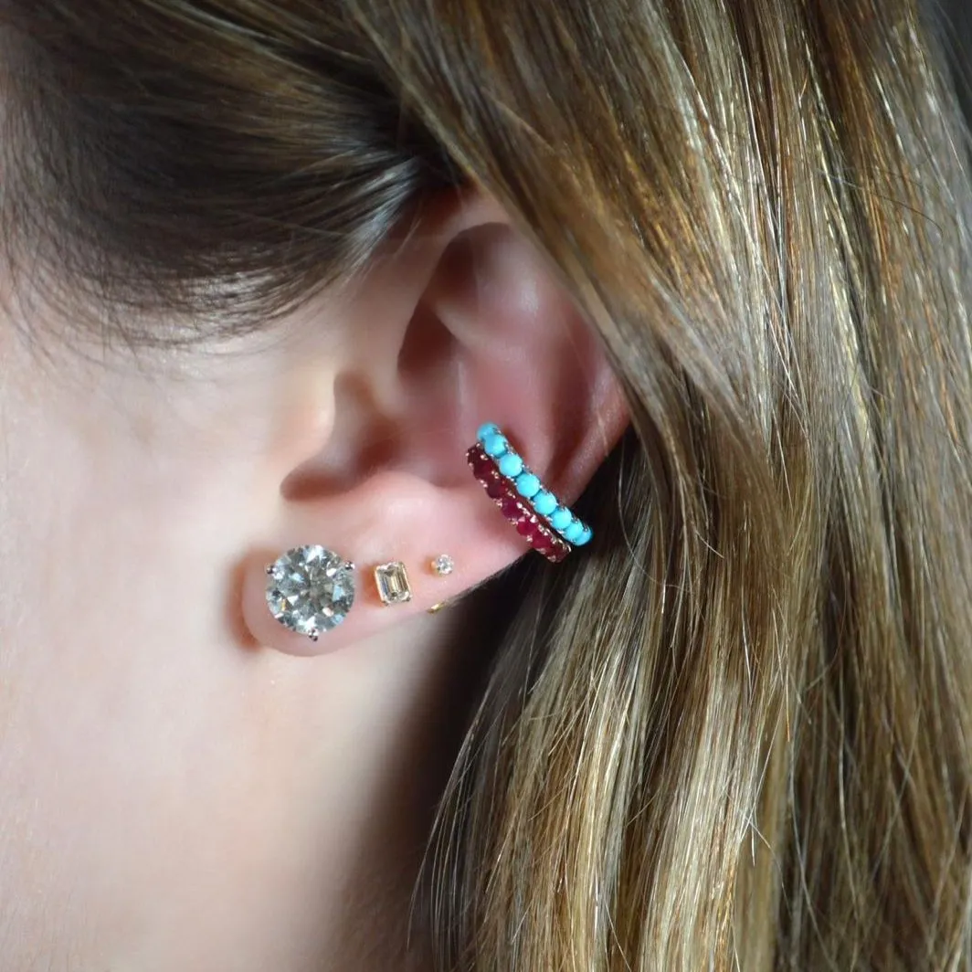 0.62ct Turquoise 18K Gold Ear Cuff sold by Wish Fine Jewelry product image thumbnail 5