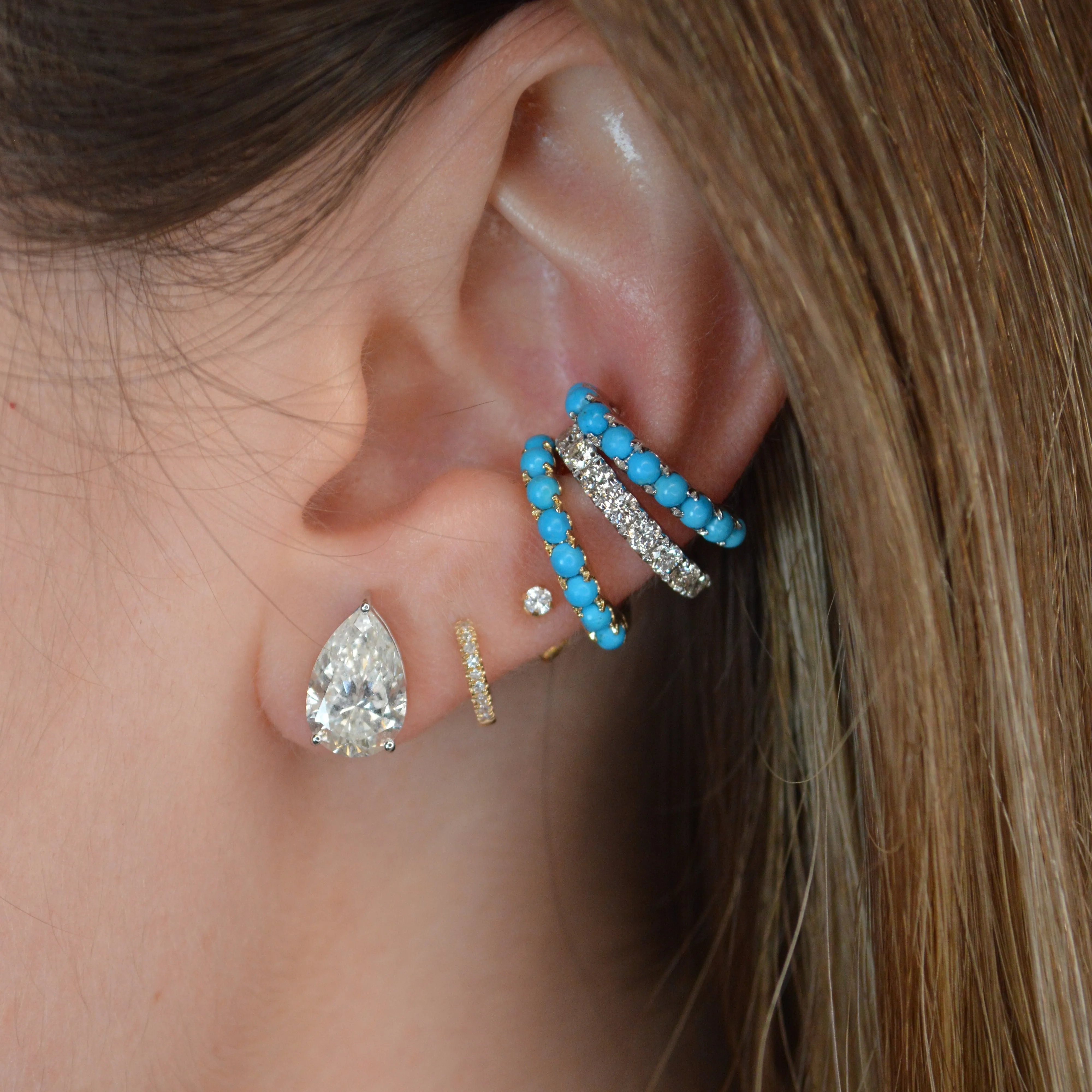 0.62ct Turquoise 18K Gold Ear Cuff sold by Wish Fine Jewelry product image thumbnail 3