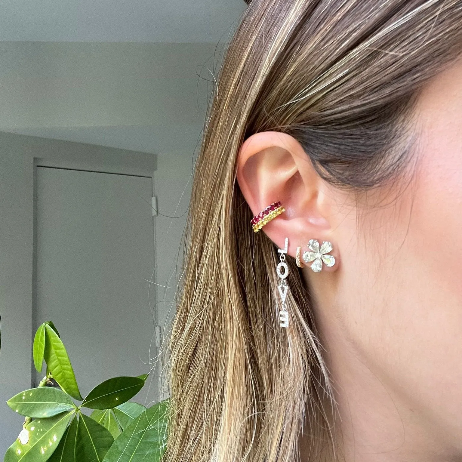 3.11ct Diamond 14K Gold Pear Shaped Petals Earrings sold by Wish Fine Jewelry product image thumbnail 3