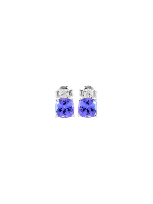 5.01ct Tanzanite Diamond 14K Gold Cushion Earrings sold by Wish Fine Jewelry