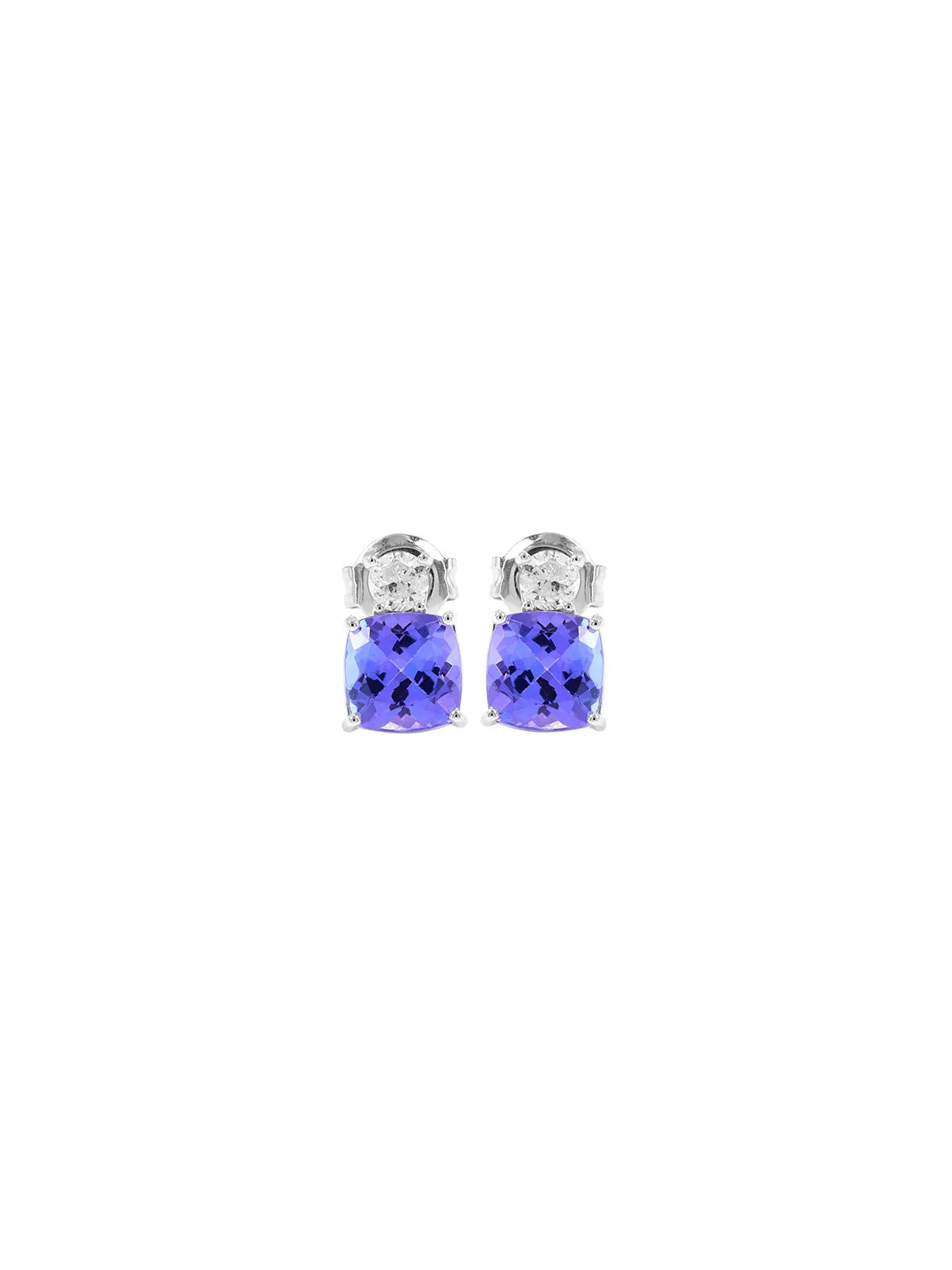 5.01ct Tanzanite Diamond 14K Gold Cushion Earrings sold by Wish Fine Jewelry