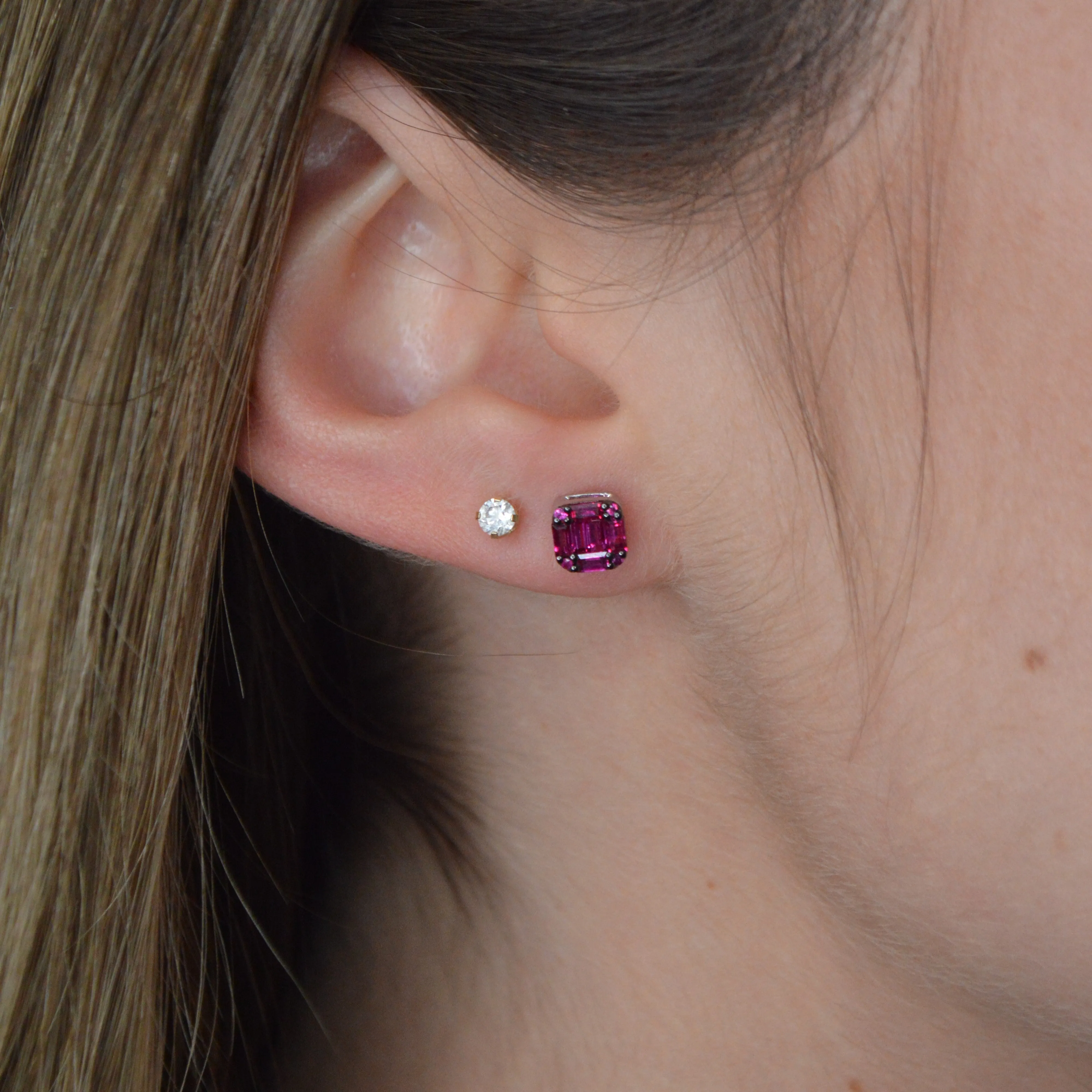 0.71ct Ruby 18K Gold Dainty Baguette Set Stud Earrings sold by Wish Fine Jewelry product image thumbnail 2