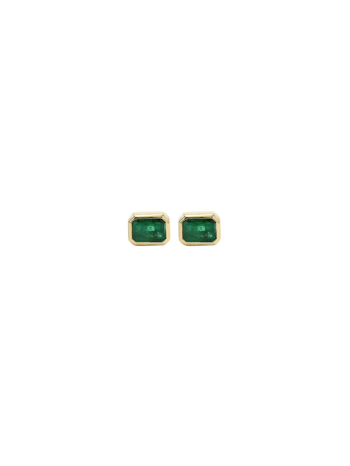 1.19ct Emerald 14K Gold Dainty Bezel Earrings sold by Wish Fine Jewelry