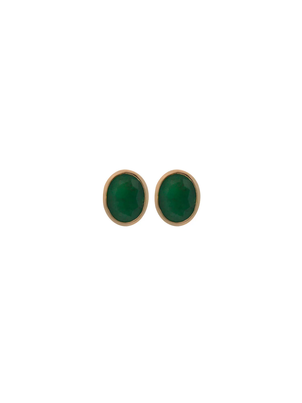 3.43ct Emerald 18K Gold Bezel Oval Stud Earrings sold by Wish Fine Jewelry