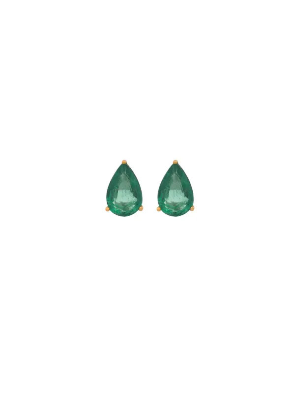 2.49ct Emerald 18K Gold Pear Stud Earrings sold by Wish Fine Jewelry