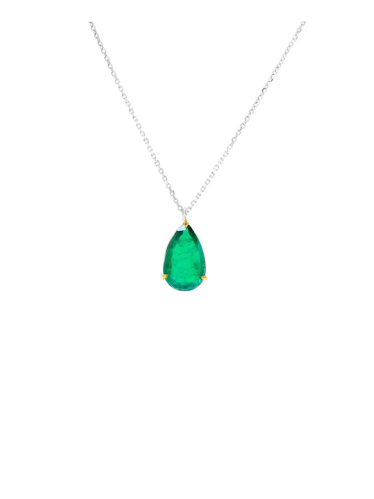 5.22ct Emerald 18K Gold Pear Cut Necklace sold by Wish Fine Jewelry product image thumbnail 2