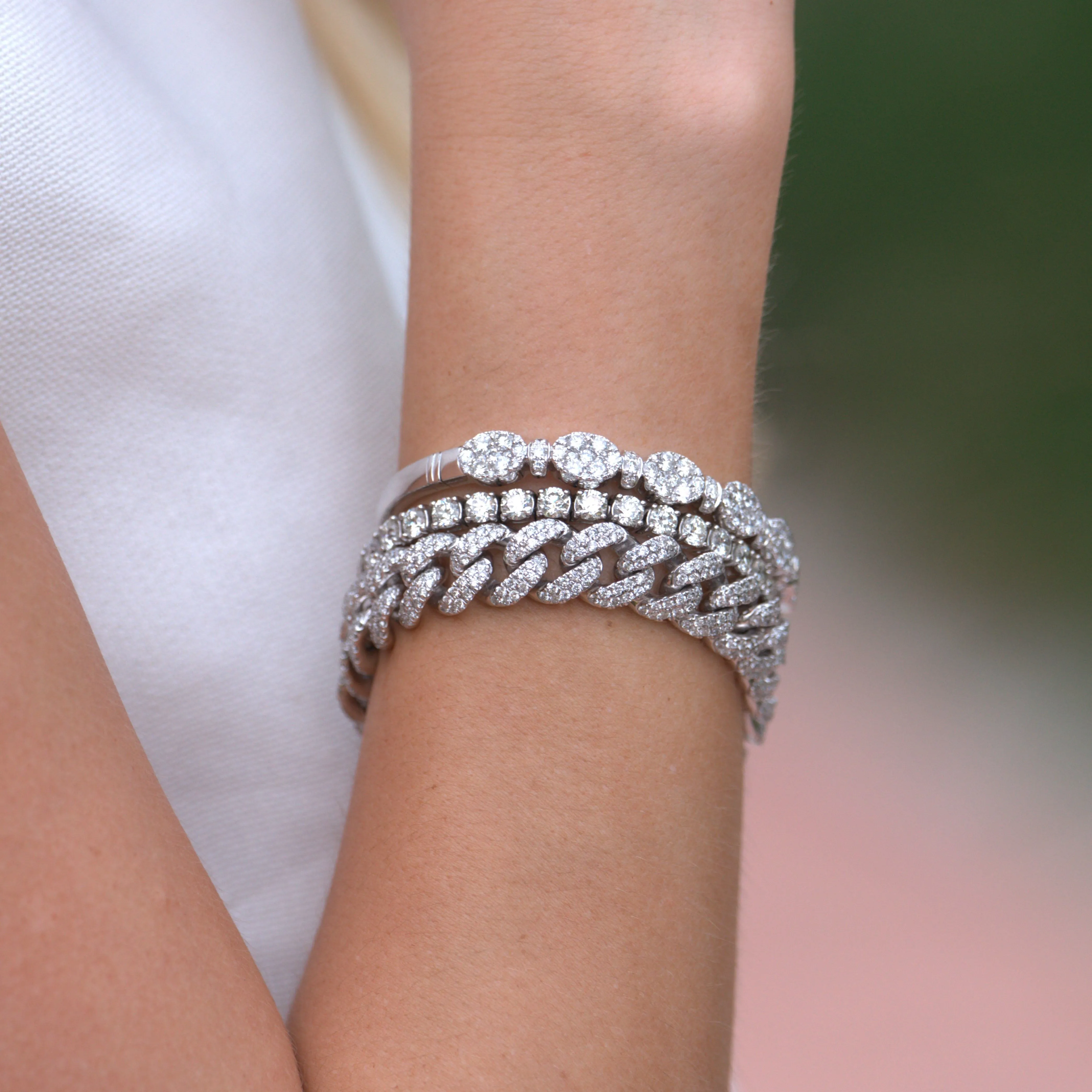 4.00ct Diamond 18K Gold Cluster Bangle Bracelet sold by Wish Fine Jewelry product image thumbnail 2