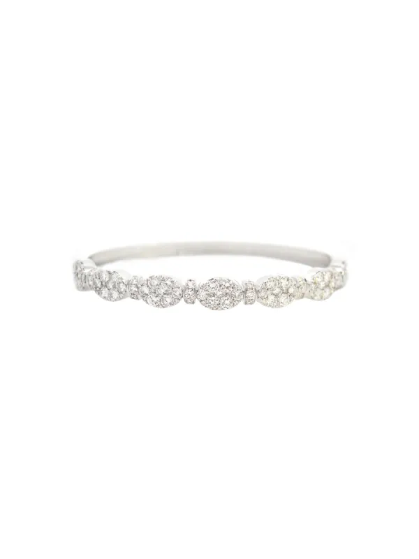 4.00ct Diamond 18K Gold Cluster Bangle Bracelet sold by Wish Fine Jewelry