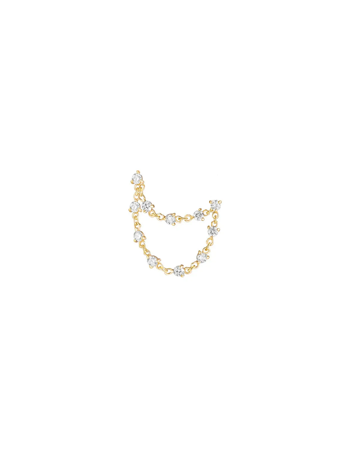 0.88ct Diamond 18K Gold Single Draped Chain Earring sold by Wish Fine Jewelry product image thumbnail 2