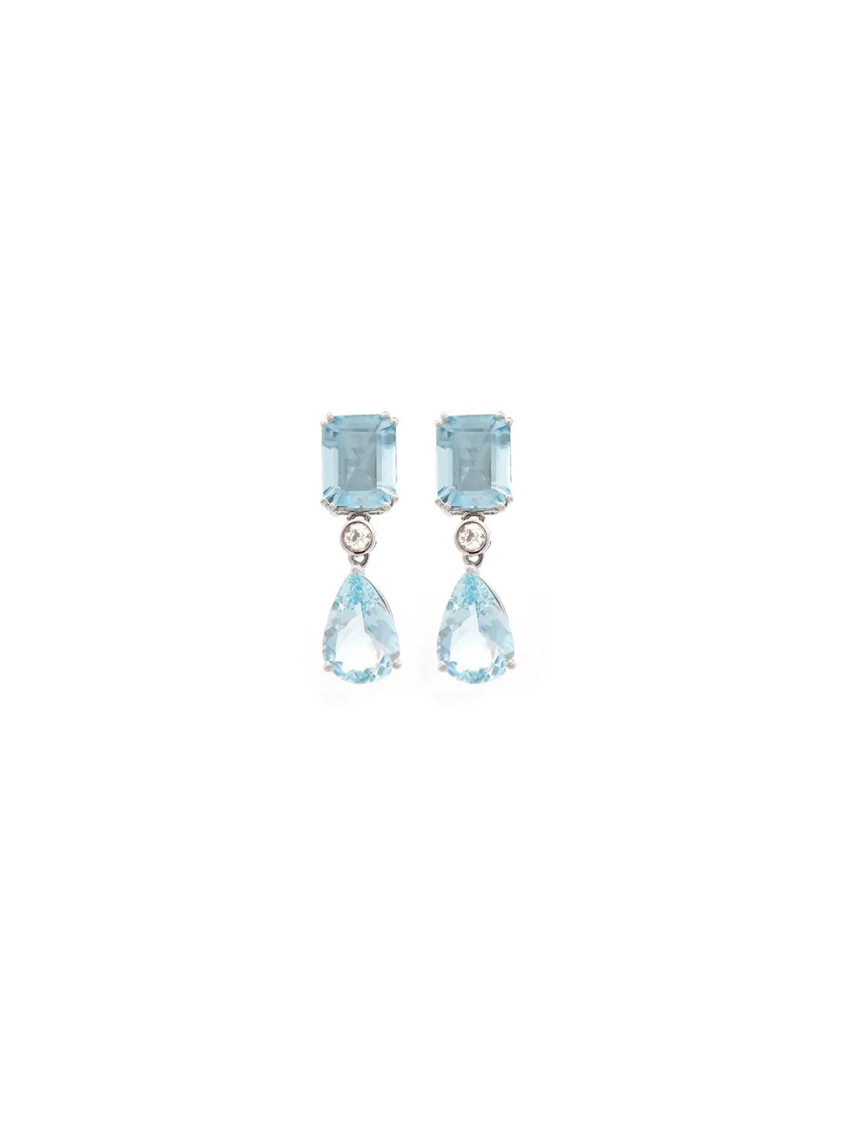 3.90ct Aquamarine Diamond 18K Gold Dangle Drop Earrings sold by Wish Fine Jewelry