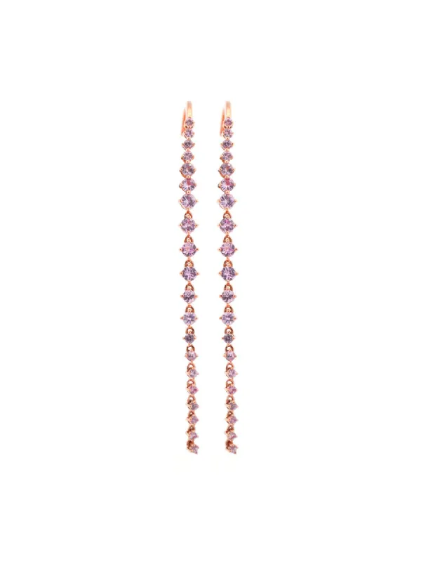 1.71ct Pink Sapphire 18K Gold Linear Cascade Earrings sold by Wish Fine Jewelry