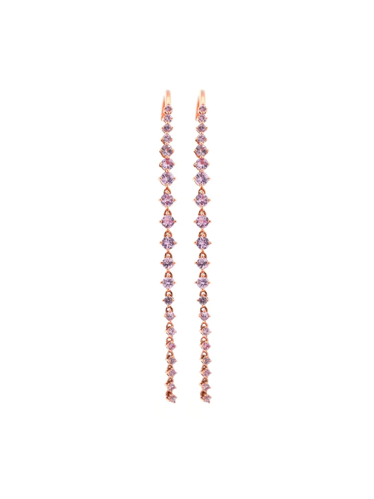 1.71ct Pink Sapphire 18K Gold Linear Cascade Earrings sold by Wish Fine Jewelry