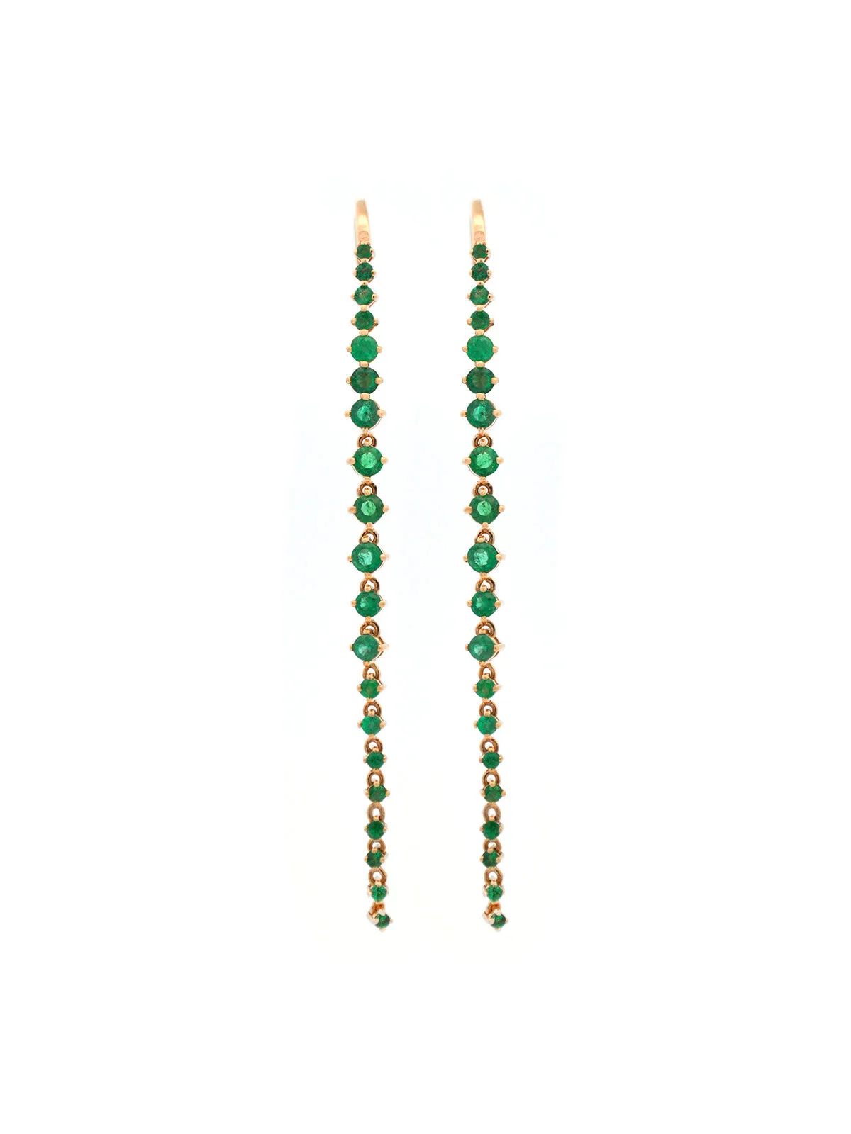 1.50ct Emerald 18K Gold Linear Cascade Earrings sold by Wish Fine Jewelry product image thumbnail 3
