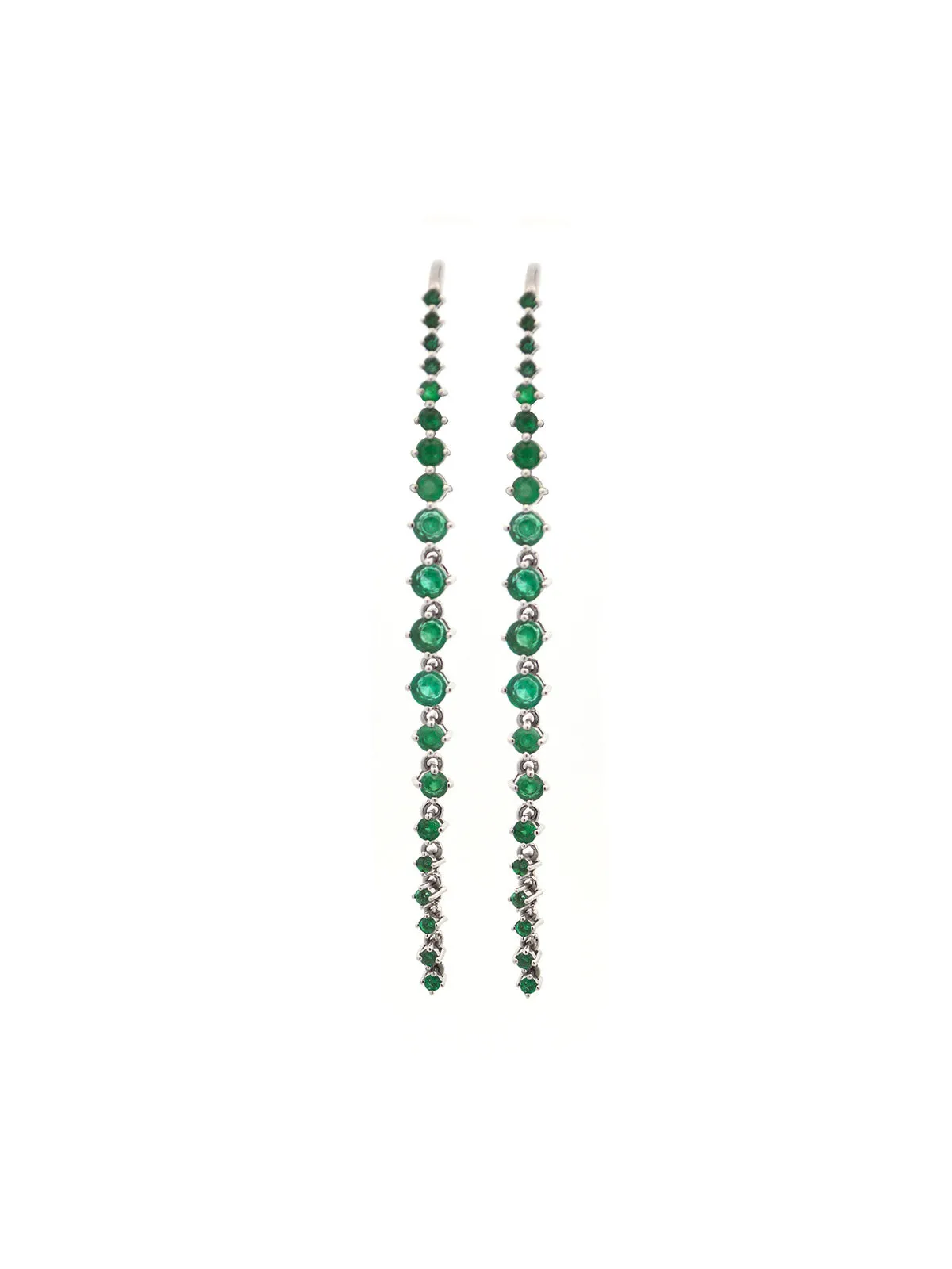 1.50ct Emerald 18K Gold Linear Cascade Earrings sold by Wish Fine Jewelry product image thumbnail 2