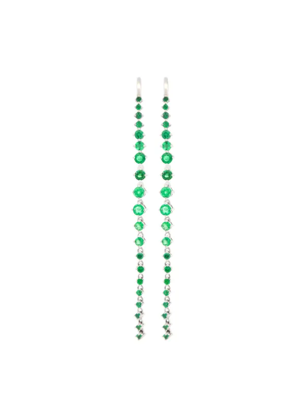 1.50ct Emerald 18K Gold Linear Cascade Earrings sold by Wish Fine Jewelry