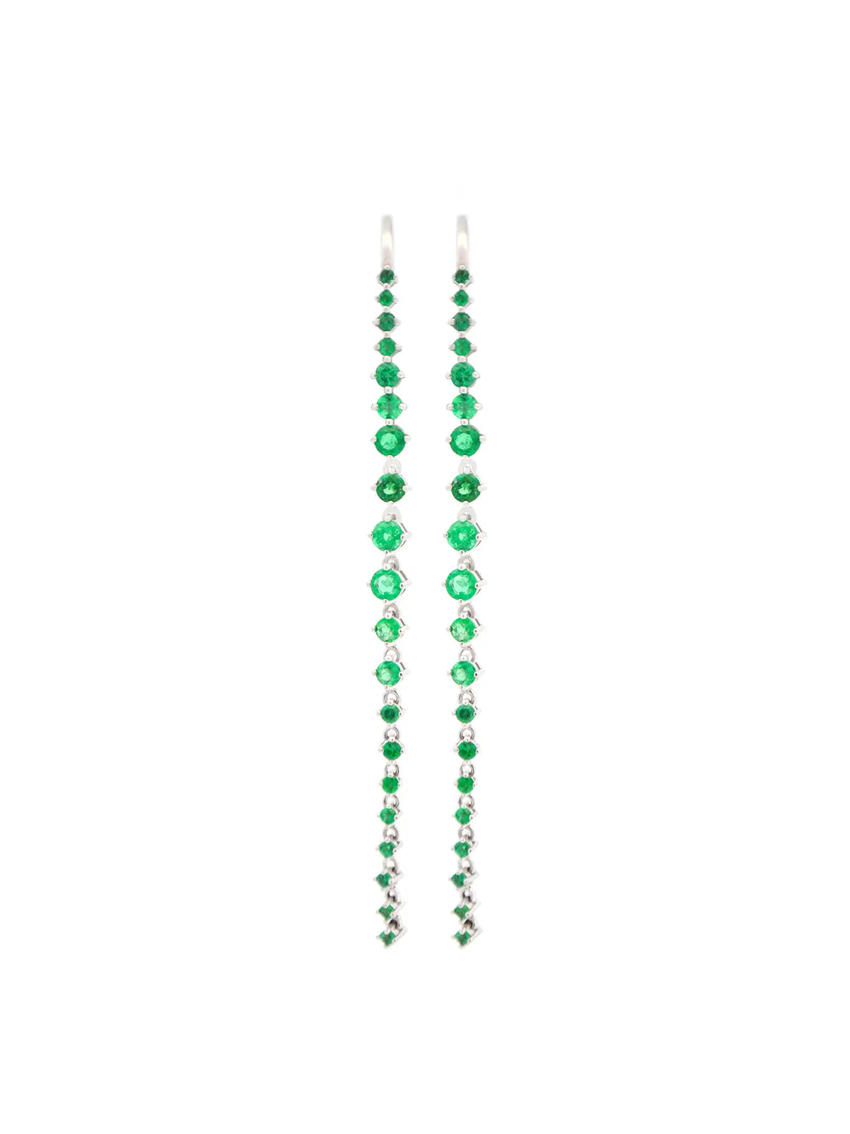 1.50ct Emerald 18K Gold Linear Cascade Earrings sold by Wish Fine Jewelry
