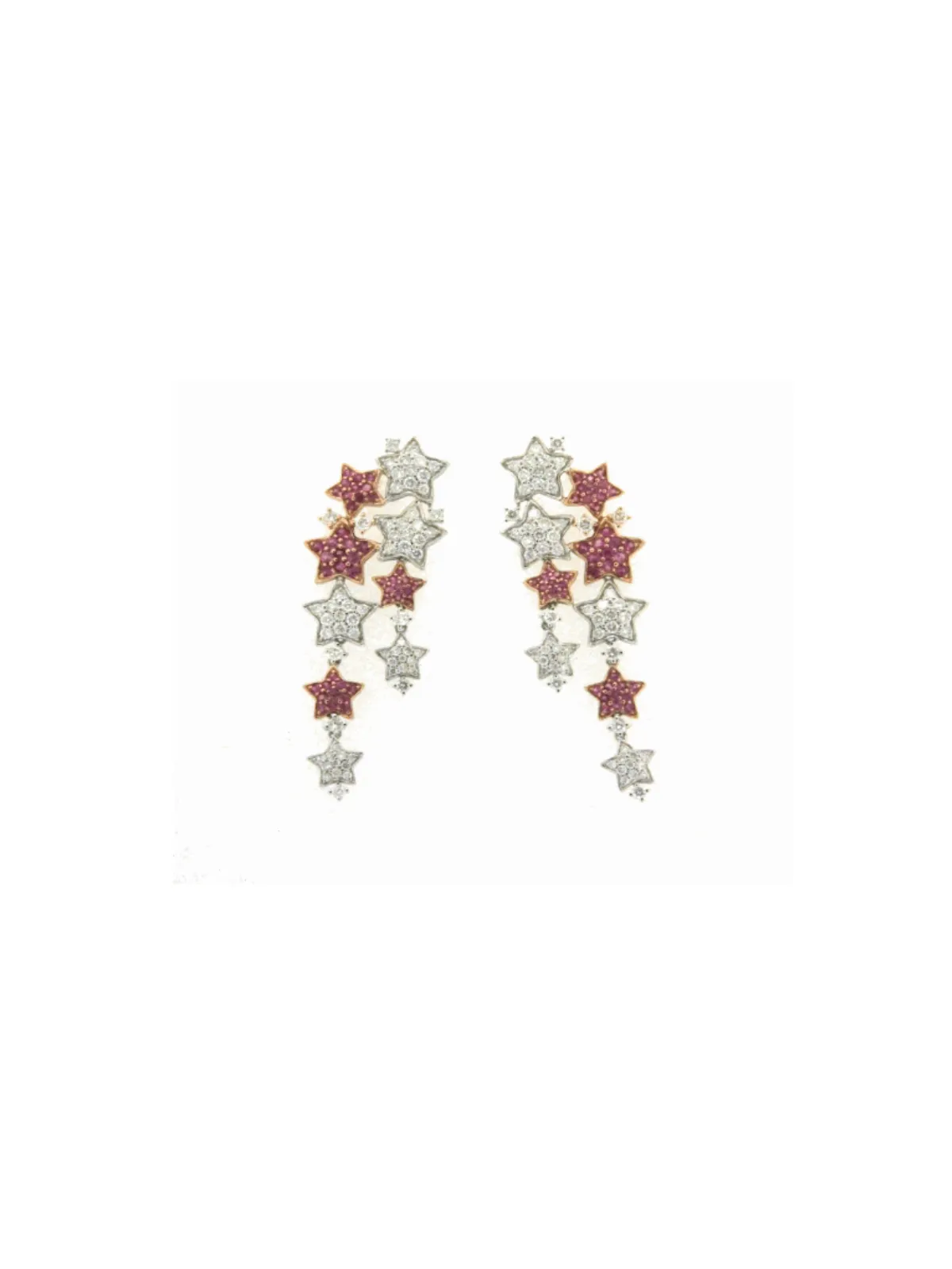 2.19ct Diamond Ruby 18K Gold Stars Cascades Earrings sold by Wish Fine Jewelry product image thumbnail 2
