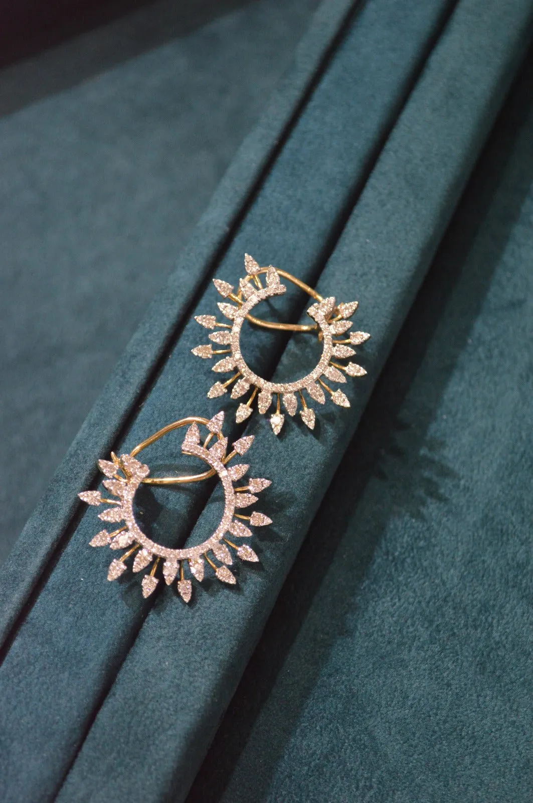 3.92ct Diamond 14K Gold Sunburst Earrings sold by Wish Fine Jewelry product image thumbnail 3