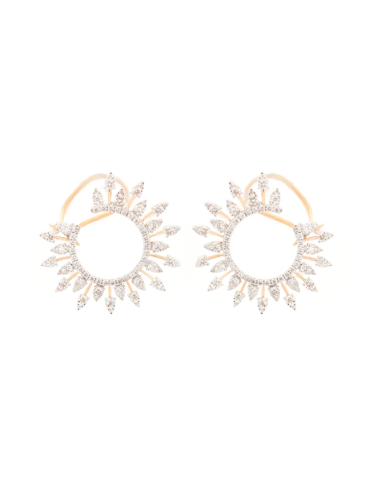 3.92ct Diamond 14K Gold Sunburst Earrings sold by Wish Fine Jewelry