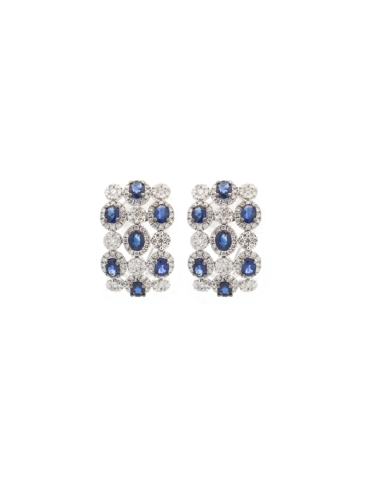 5.40ct Sapphire Diamond Gold Cluster Earrings sold by Wish Fine Jewelry